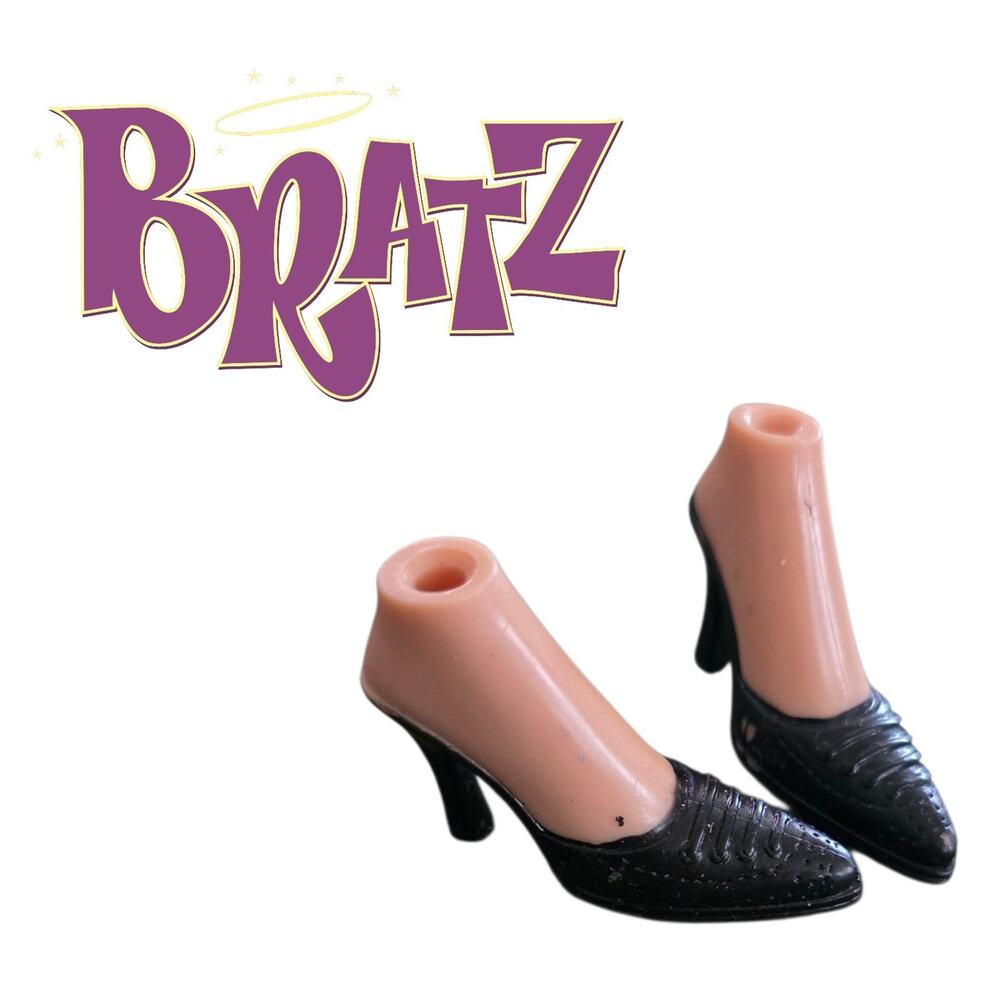 MGA Bratz Doll Black High Heels Shoes Feet Replacements Y2K Pointy Toe